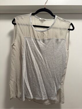 Helmut Lang Cream and Light Gray Muscle Tee